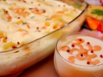 Макаронные ракушки с креветками в сырном соусе
